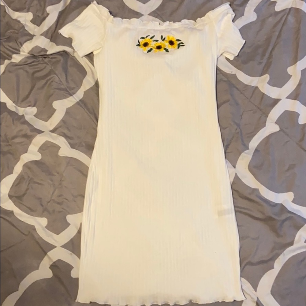 Off the Shoulder Sunflower Dress